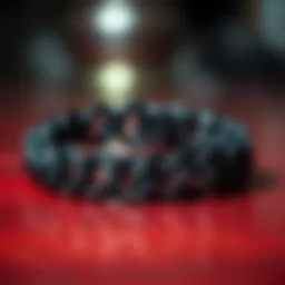 A close-up of the Rastaclat black bracelet showcasing its intricate design and craftsmanship.