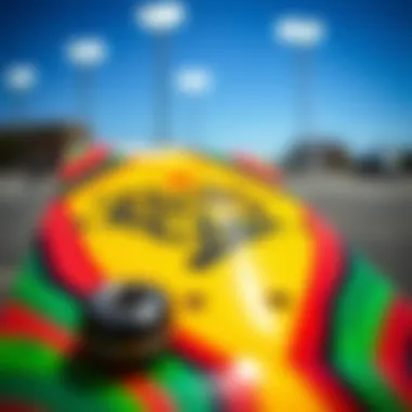 A vibrant skateboard deck featuring the Rastaclat logo, symbolizing its cultural relevance in skateboarding.