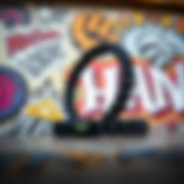 An artistic display of the Rastaclat black bracelet against a backdrop of urban art, reflecting its cultural roots.