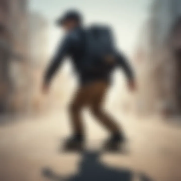 Skateboarder with Dakine backpack in motion