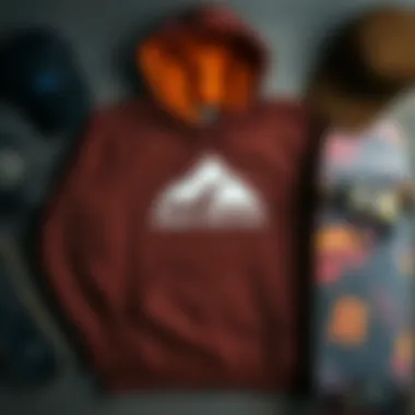 Flat Lay Styling of Black Diamond Hoodie Flat lay of Black Diamond hoodie styled with skate accessories