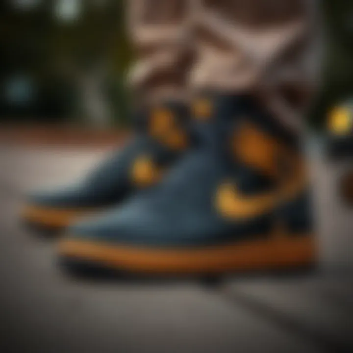 Cultural Significance of Black Gold Nike Shoes in Skateboarding Illustration of the cultural impact of Black Gold Nike shoes on skateboarding