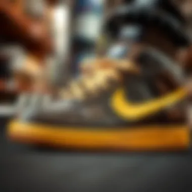 Advanced Materials in Black Gold Nike Footwear Close-up of the innovative materials used in Black Gold Nike shoes