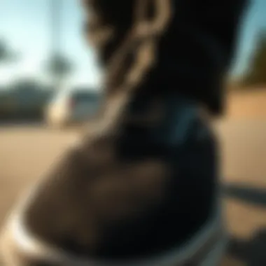 Detail in Craftsmanship of Black Vans Close-up of black Vans size 6 highlighting the detail and craftsmanship