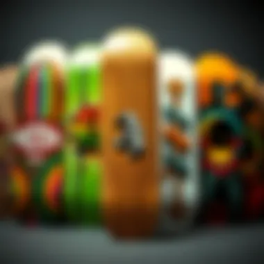 Expressions in Motion: Customized Decks Showcase Individuality A vibrant collection of customized skateboard decks