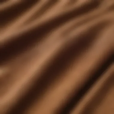 Close-up of the fabric texture of brown Dickies skate pants