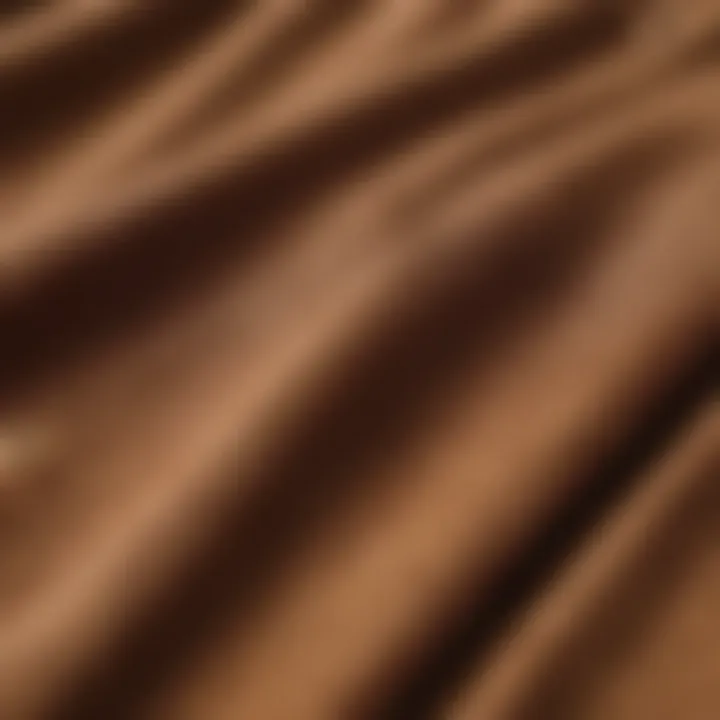 Close-up of the fabric texture of brown Dickies skate pants