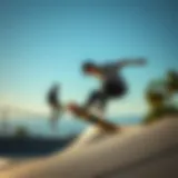 Dynamic skateboarder performing a trick