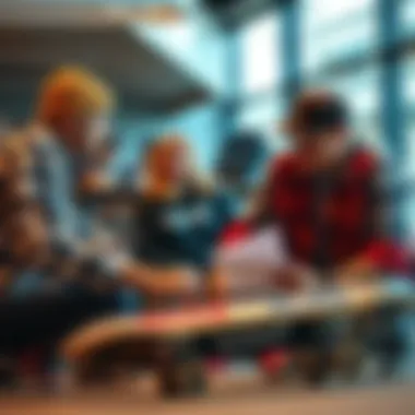 Strategizing for Skateboarding Brands Marketing team strategizing for a skateboarding brand