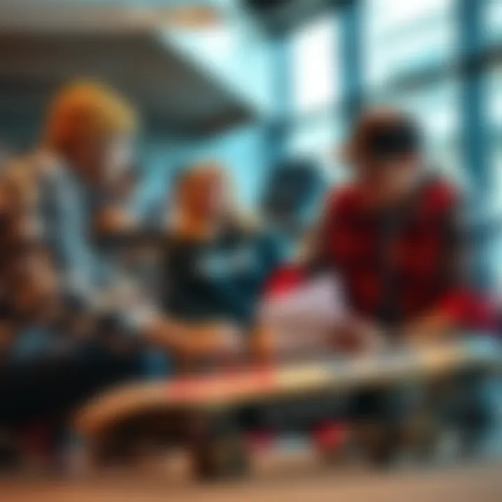 Strategizing for Skateboarding Brands Marketing team strategizing for a skateboarding brand