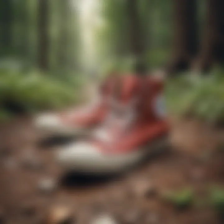 Chuck Taylor shoes in a natural hiking setting