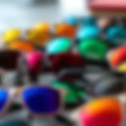 A vibrant array of Pit Viper sunglasses showcasing various color lenses