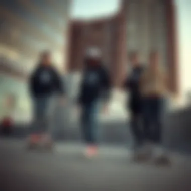 Skateboarders wearing Converse All Star shoes in an urban setting