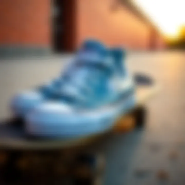 A pair of Converse All Star sneakers on a skateboard deck