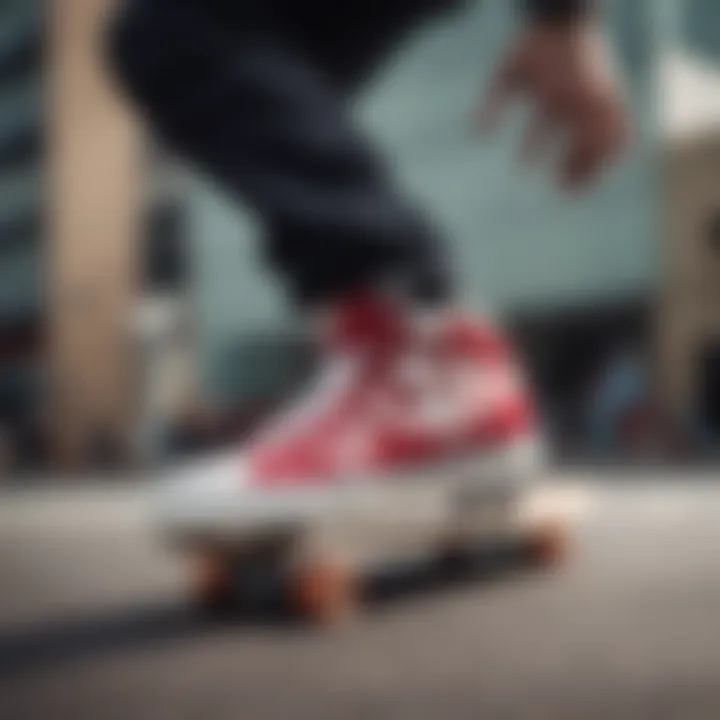 Skateboarder performing a trick while wearing DC Pure High Tops