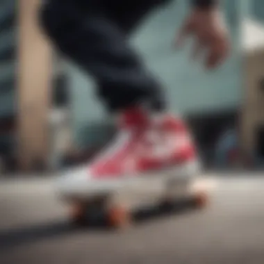 DC Pure High Top in Action: Performance on the Board Skateboarder performing a trick while wearing DC Pure High Tops