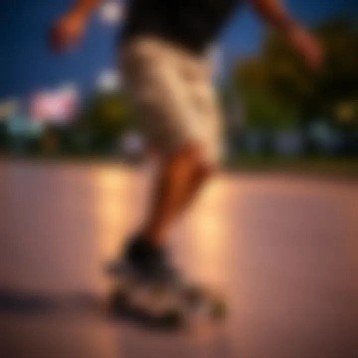 Skateboarding in Dickies Utility Shorts Skateboarder wearing Dickies utility shorts in action