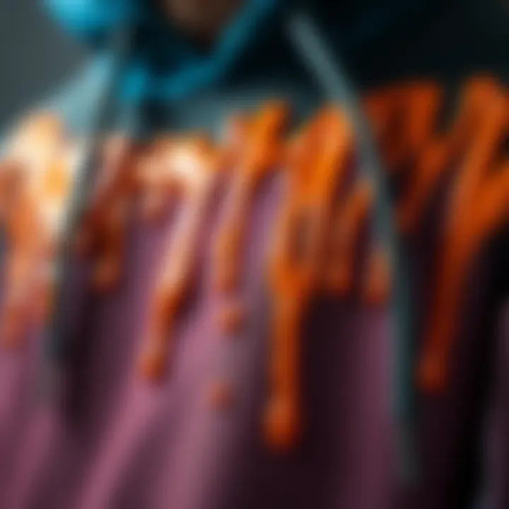 Material Matters in Skate Culture Close-up on fabric texture of a drippy hoodie