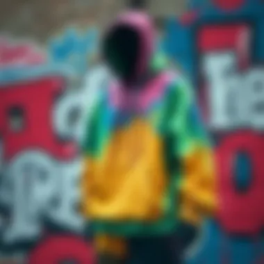 The Art of Drippy Fashion A vibrant drippy hoodie displayed against a graffiti wall
