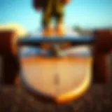 A close-up view of a drop board showcasing its unique design and features