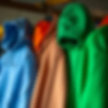 Diverse Hoodie Selection A collection of hoodies showcasing various materials and colors.