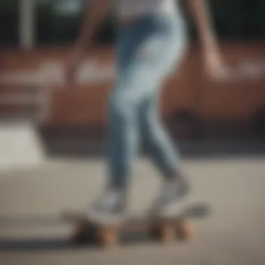 Female skateboarder showcasing fit and movement in Vans pants