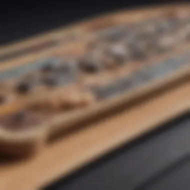 Detailed close-up of fingerboard components showcasing craftsmanship