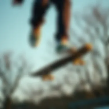 Skateboarder in mid-air with Globe footwear, emphasizing performance
