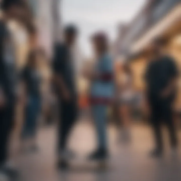 A group of individuals engaging in a community event at an indie clothing store