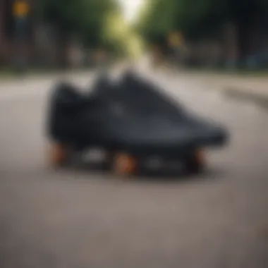 Classic black Vans on a skateboard