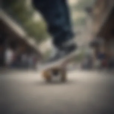 Skateboarder performing tricks in Janoski shoes