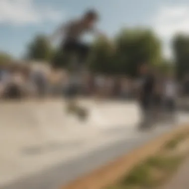 Skateboarders practicing skills on a ramp in a community setting