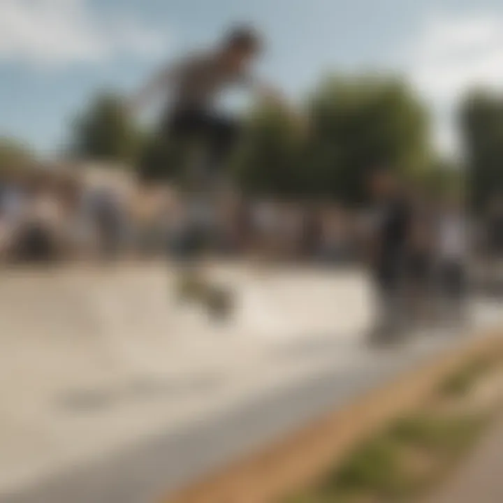 Skateboarders practicing skills on a ramp in a community setting