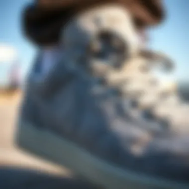 Intricate Details of Light Grey Nike Shoes Close-up of light grey Nike shoe detailing