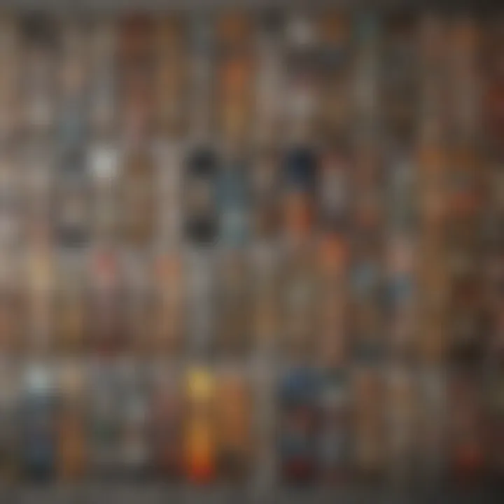 A wall filled with various skateboard decks, highlighting product diversity