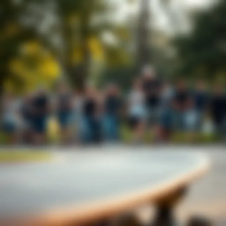 Longboarding Community in Action A vibrant longboarding community gathered at a local park, demonstrating camaraderie and passion for the sport.