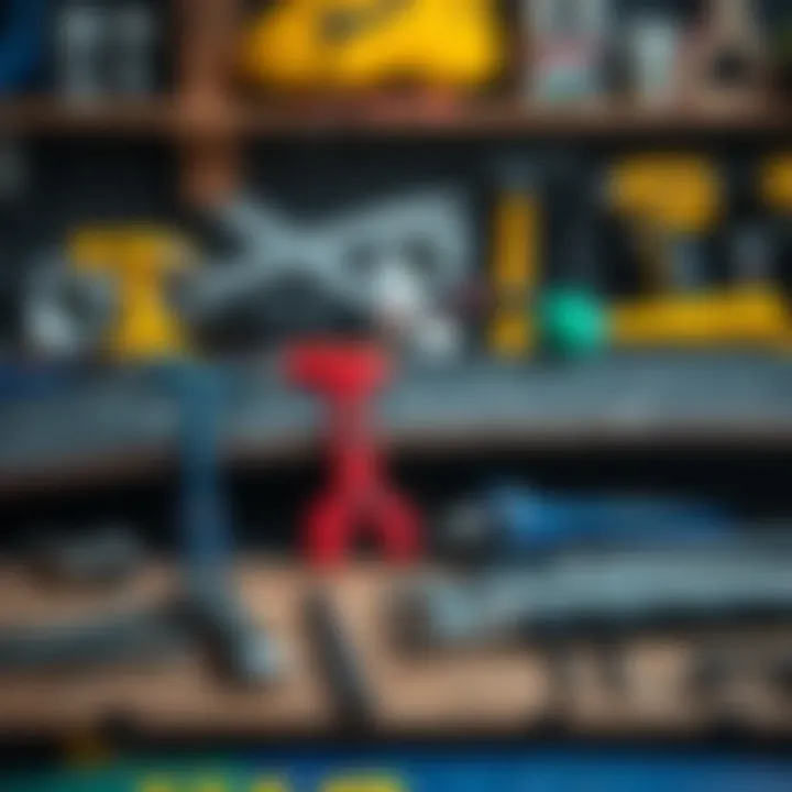 Longboarding Maintenance Essentials Essential longboarding maintenance tools displayed neatly, emphasizing safety and care.