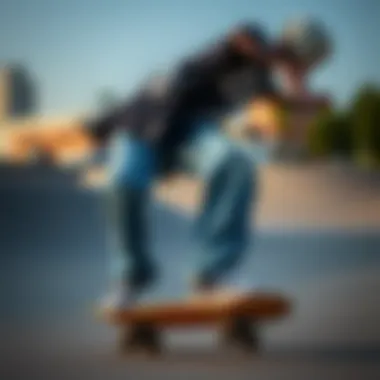 Skateboarding in Loose Denim A skateboarder performing tricks showcasing loose denim