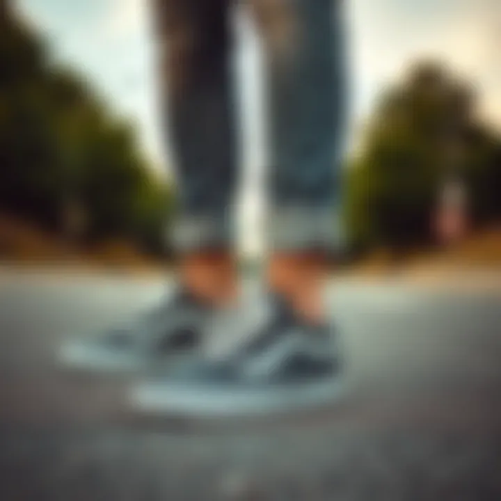 Fashionable outfit styled with black and grey Vans