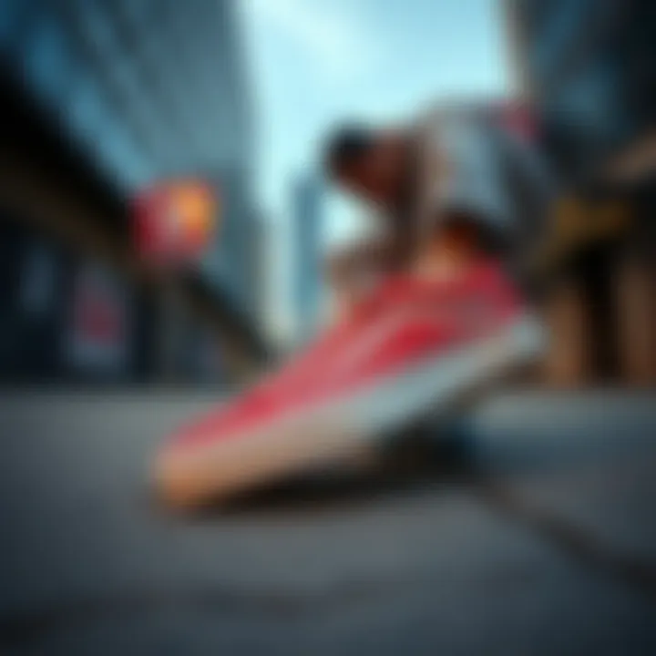 Urban Skateboarding with the Vans Yacht Club Old Skool Vans Yacht Club Old Skool in an urban skateboarding setting