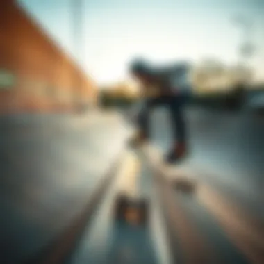 Moxi Skate Gear in Action An artistic representation of Moxi skate gear in action on a skateboarding ramp