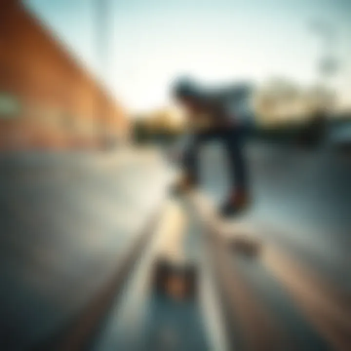 Moxi Skate Gear in Action An artistic representation of Moxi skate gear in action on a skateboarding ramp