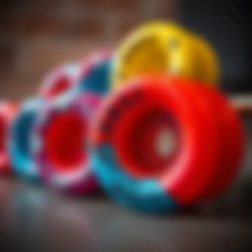 Vibrant Moxi Skate Wheels A collection of vibrant Moxi skate wheels showcasing their unique designs