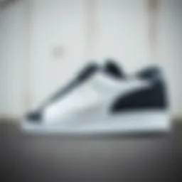 Side view of the Nike Black and White Low sneaker showcasing its sleek design