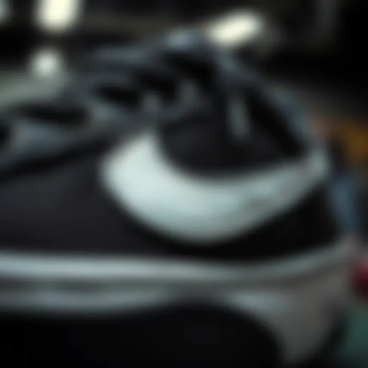 Craftsmanship of Nike Black and White Low Close-up of the sneaker's textile and stitching details highlighting craftsmanship