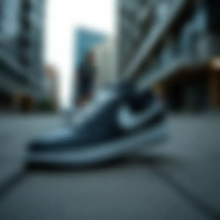 Nike Black and White Low in Urban Lifestyle Lifestyle shot of the sneaker placed in an urban setting reflecting contemporary fashion