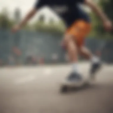 Nike Club Essentials Novelty Shorts in an action shot during skateboarding