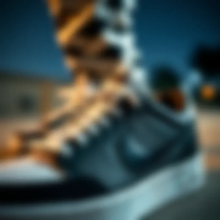 Detailed Design of Nike Court Legacy Sneakers Close-up view of Nike Court Legacy Black and White sneakers showcasing their unique design.