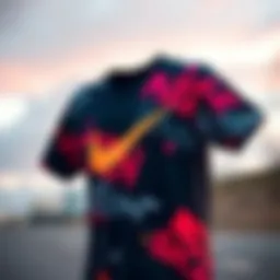 Dynamic Nike shirt showcasing skateboarding style