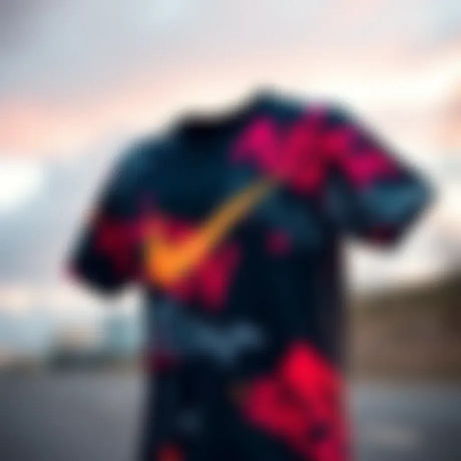 Dynamic Nike shirt showcasing skateboarding style